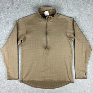 USGI Shirt Mens Small Brown Half Zip Long Sleeve Military Army Air Force Uniform